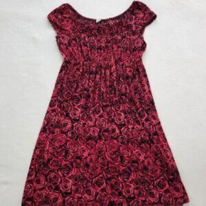 Vintage Y2k MSK Red Rose Floral Dress Size 14 Womens